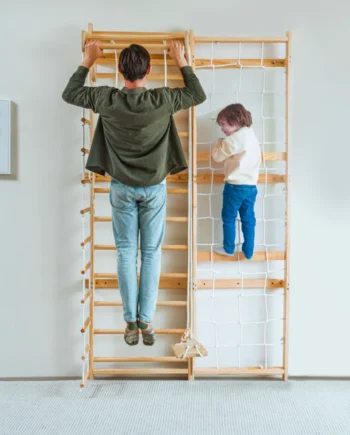 Mom and children activity on wall swidesh ladder