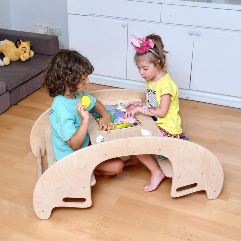 Montessori Wooden Seesaw & Table Chair Set