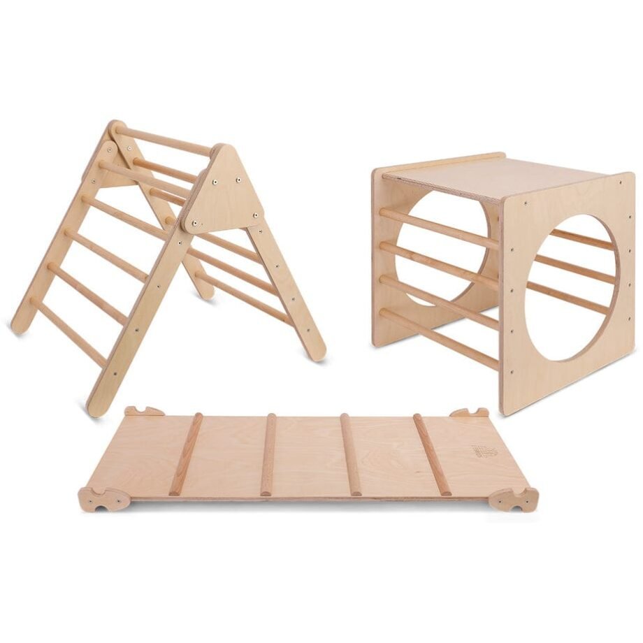 Pikler Climbing Frame with Slide, Cube & Triangle