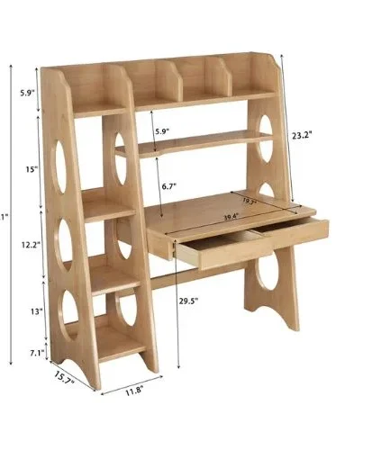 Kids Study Desk with Bookshelf & Storage