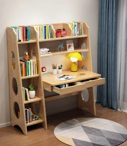 Kids Study Desk with Bookshelf & Storage