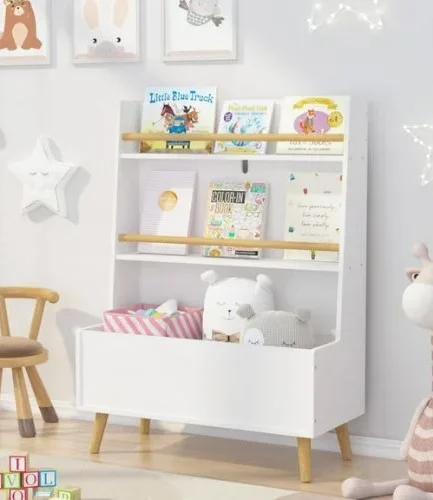 Wooden Kids Bookcase with Toy Storage Cabinet