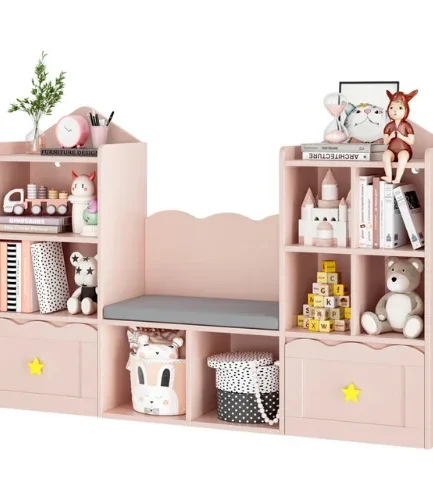 Wood Kids Bookcase with 2 Drawers