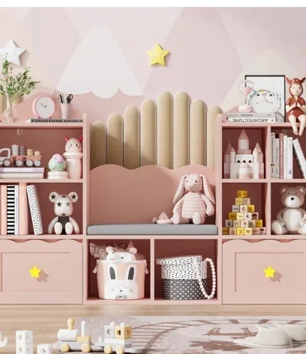 Wood Kids Bookcase with 2 Drawers