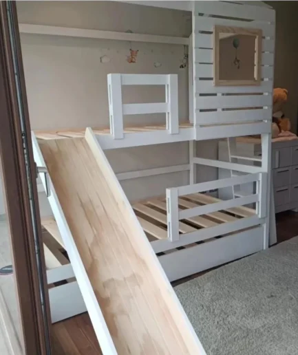 Modern kids loft bed with slide for kids